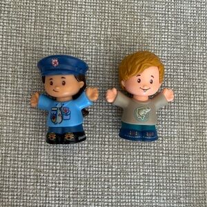 2 Fisher-Price Little People collectible police Officer & school boy fish Figure